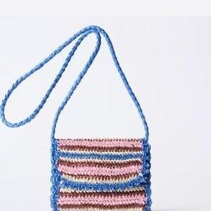 NWT ZARA Raffia striped crossbody bag